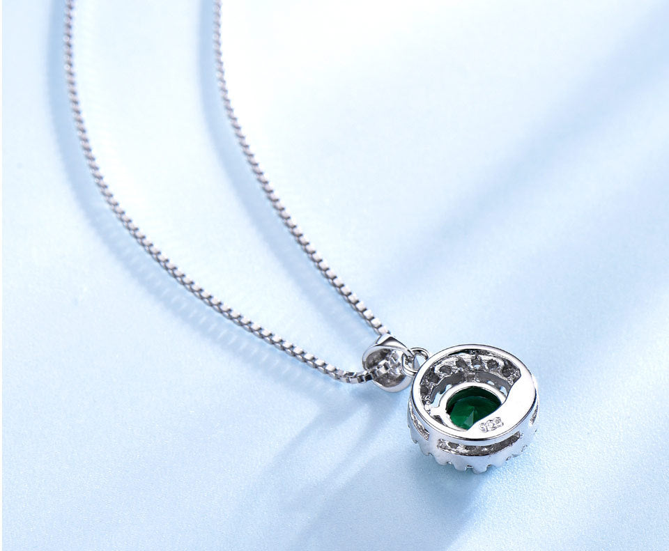 Emerald and Sterling Silver Jewelry Set