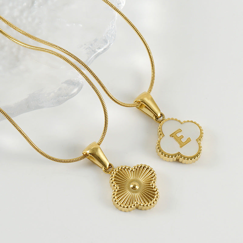 Letter Pendant Clover Necklace