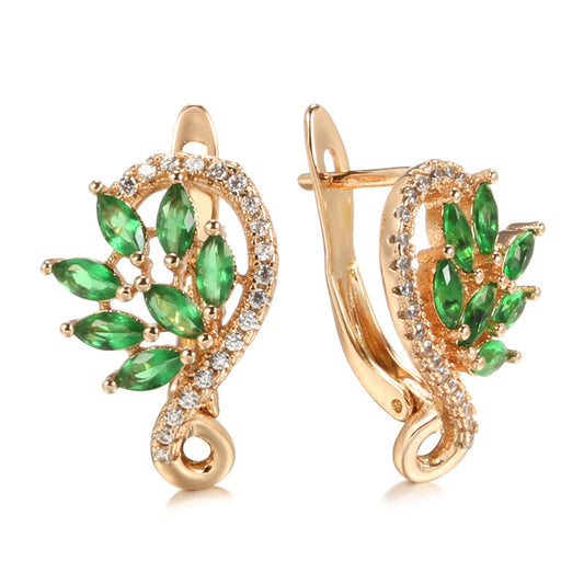 Zircon Bell Orchid Flower Leverback Earrings