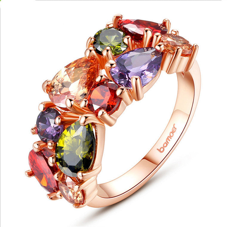 Multicolored Women's Zircon Ring