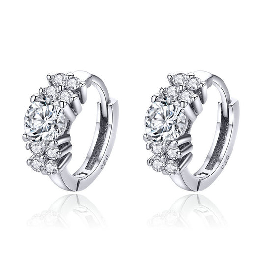 Sterling Silver Zircon Huggie Earrings