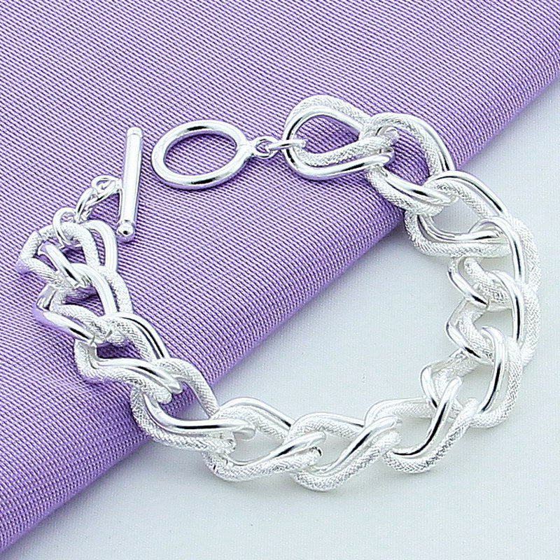 Silver Chunky Chain Toggle Bracelet