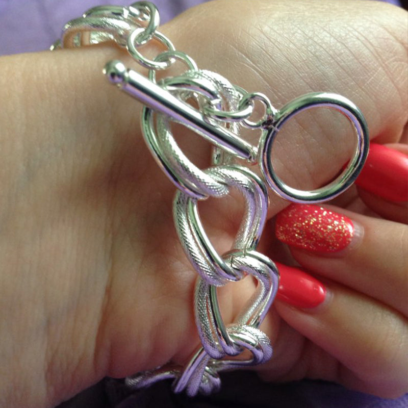 Silver Chunky Chain Toggle Bracelet