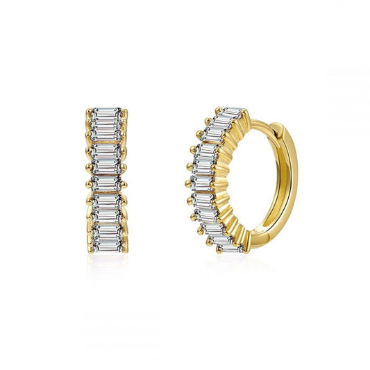 Sterling Silver Round Zircon Earrings