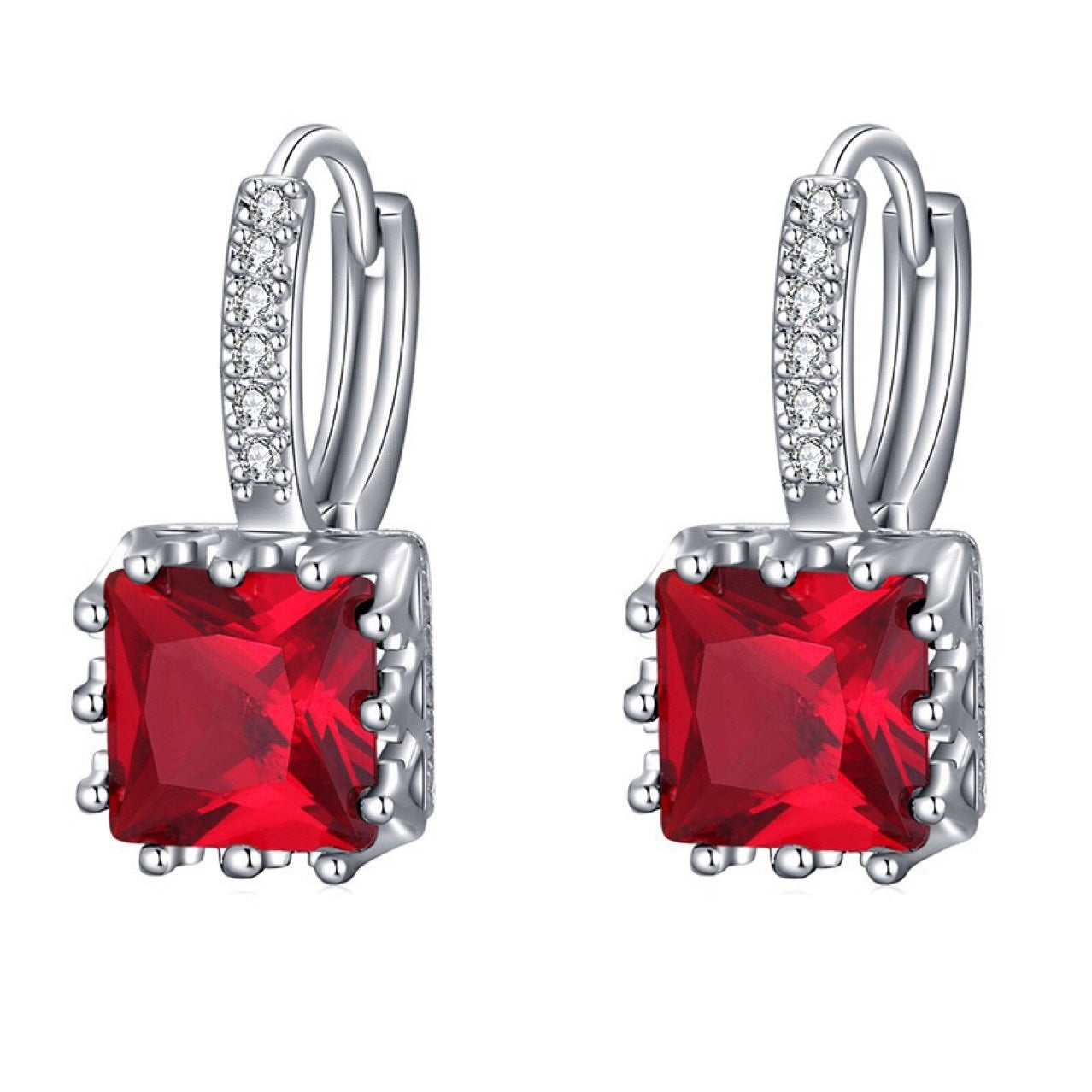 Square Zircon Croissant Earrings