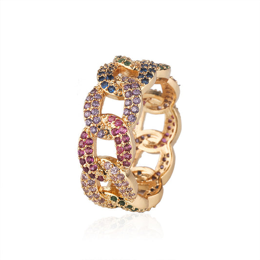 Luxury Multicolor Micro Pave Cubic Zirconia Women's Ring