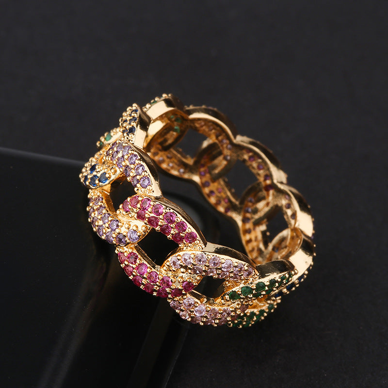 Luxury Multicolor Micro Pave Cubic Zirconia Women's Ring