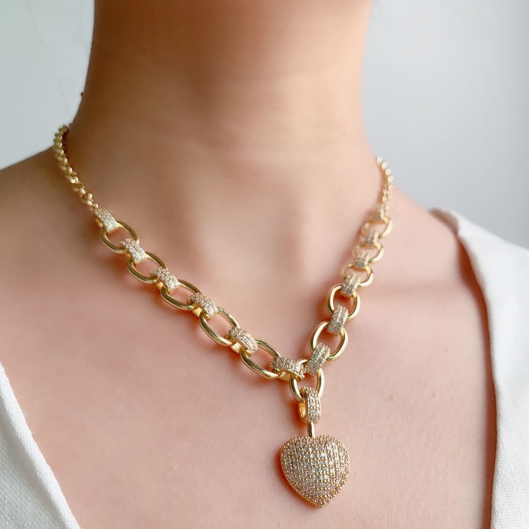 Luxury Necklace and Bracelet Set with Heart Charm
