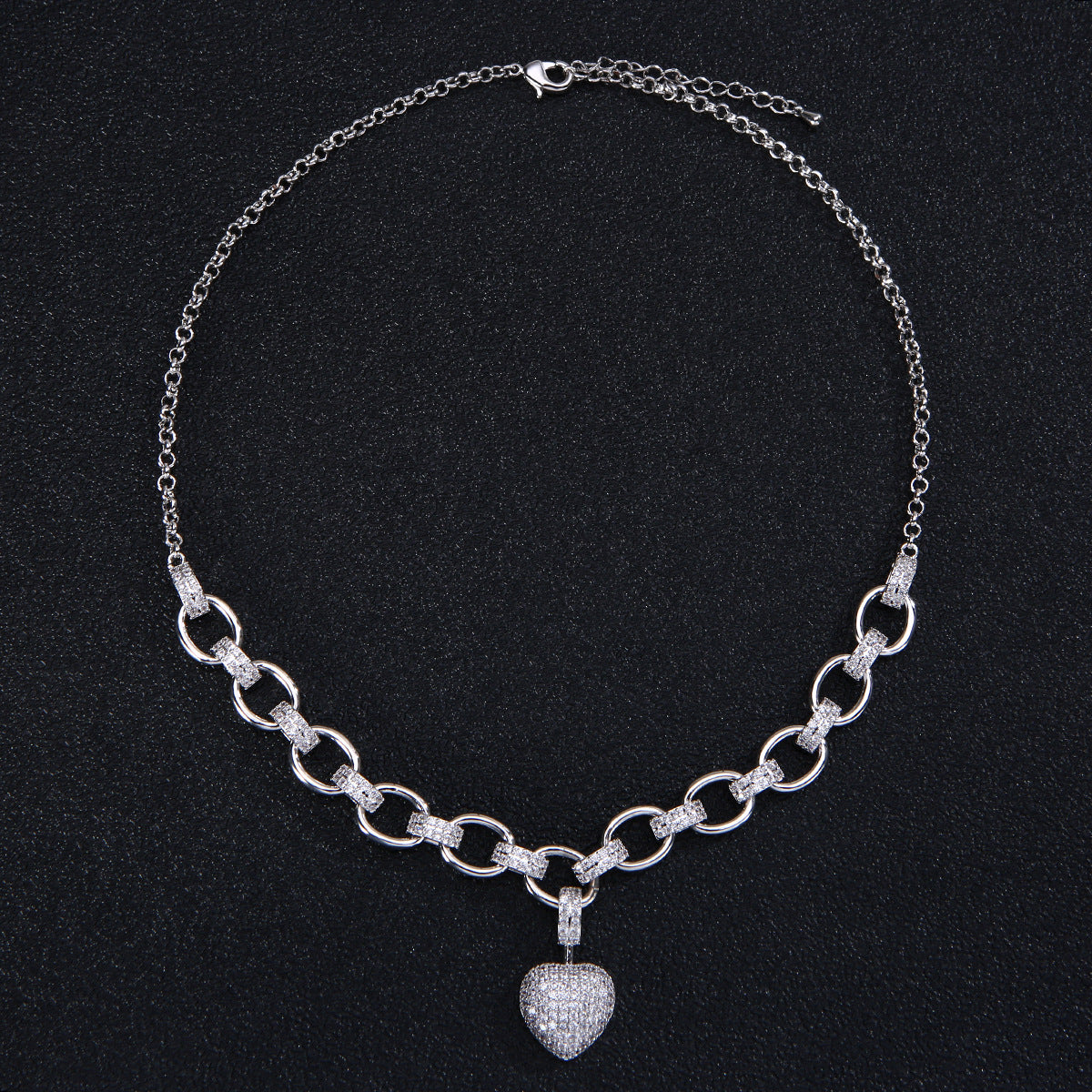 Luxury Necklace and Bracelet Set with Heart Charm