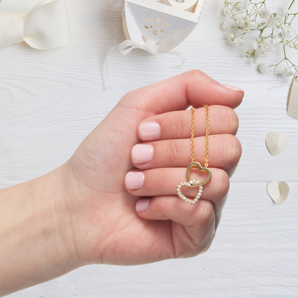 Two Lovers - Interlocked Hearts Necklace To My Wife