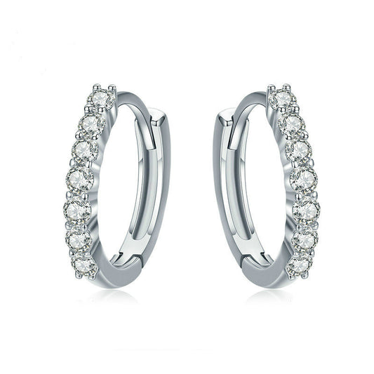 Sterling Silver Women's White and Zircon Earrings