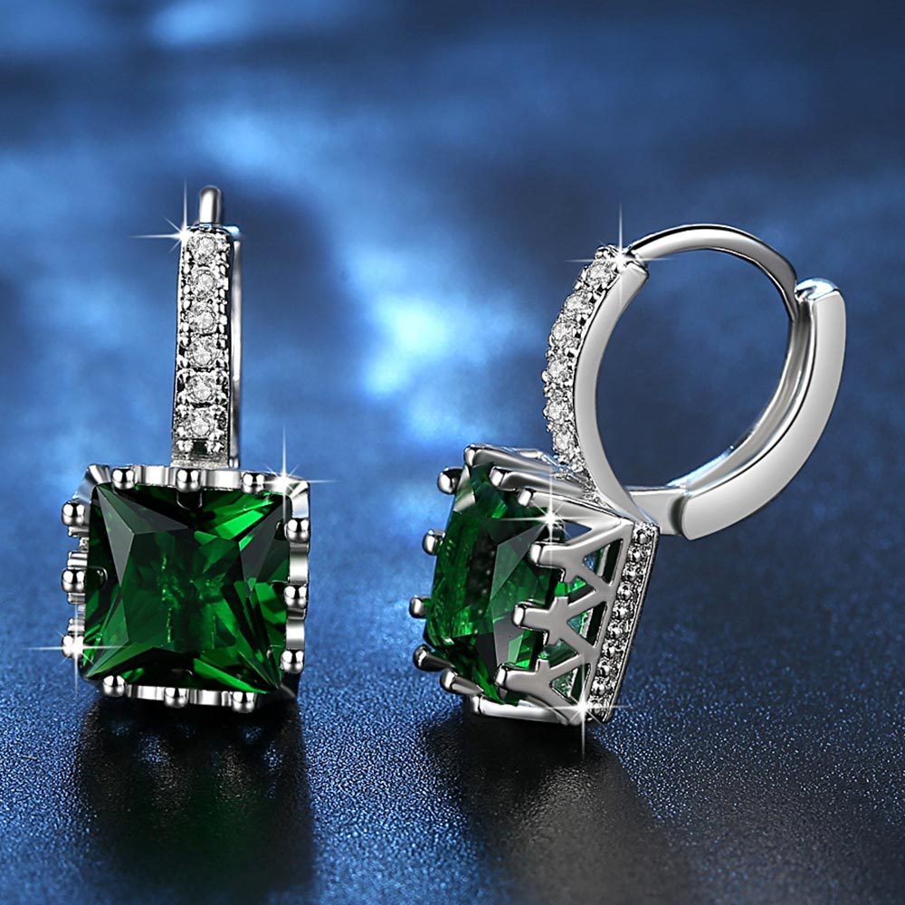 Square Zircon Croissant Earrings