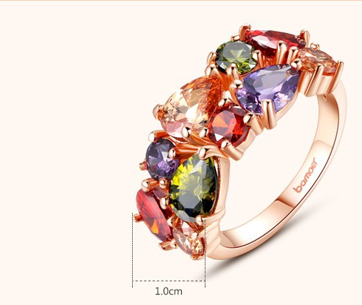 Multicolored Women's Zircon Ring