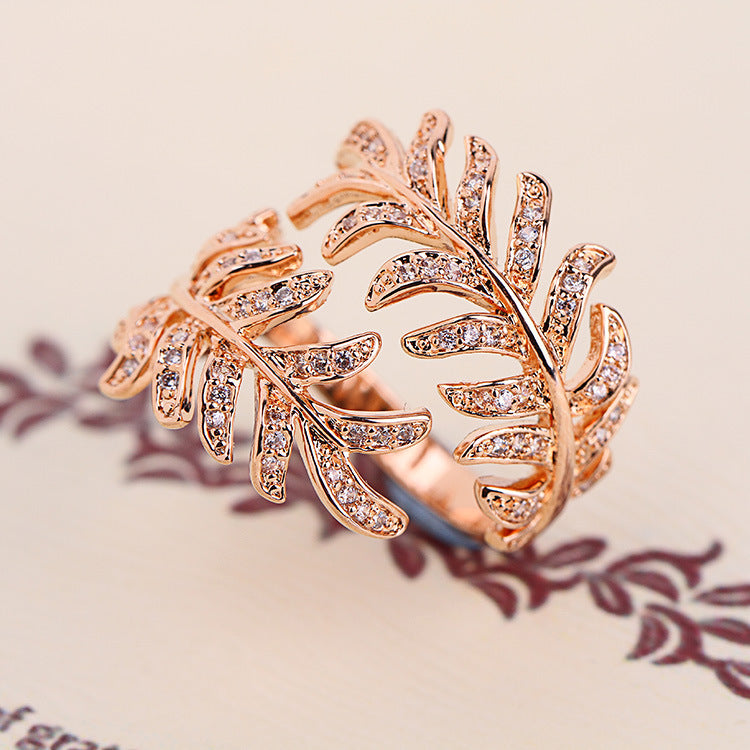 Sparkling Leaf Ring