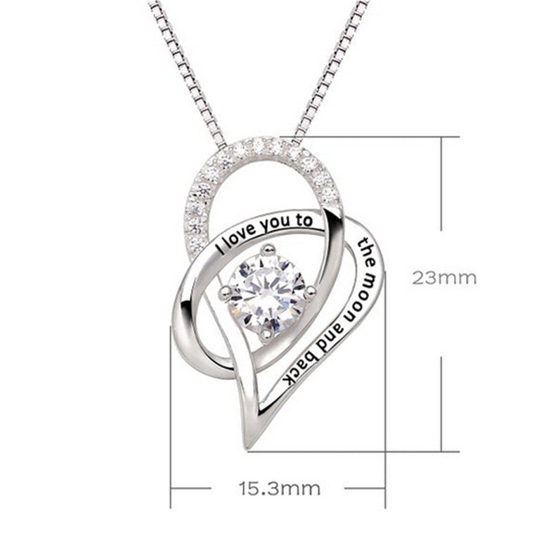 I Love You To The Moon and Back Heart-Shaped Pendant Necklace