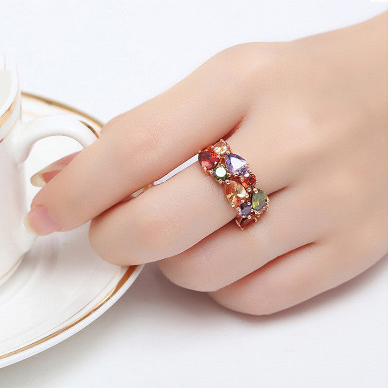 Multicolored Women's Zircon Ring