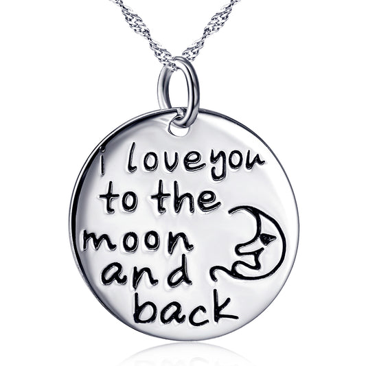 Sterling Silver Necklace with "I love you to the moon and back" Pendant