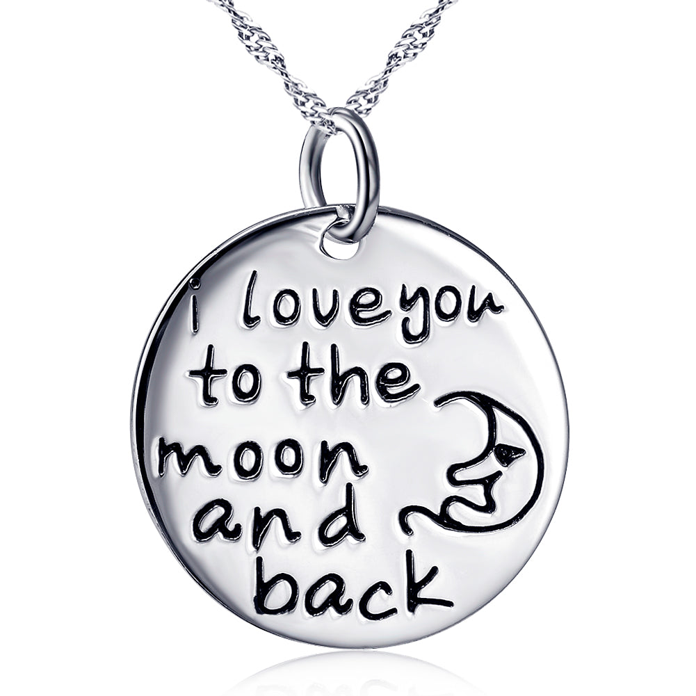 Sterling Silver Necklace with "I love you to the moon and back" Pendant