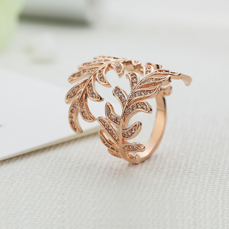 Sparkling Leaf Ring