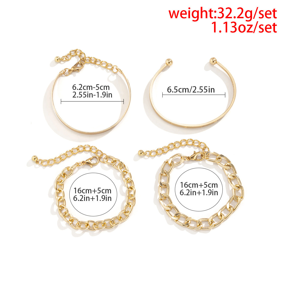 Sleek C-Shaped Bracelet Set