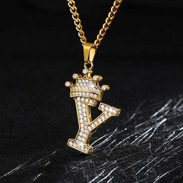 Crown Initial Necklace