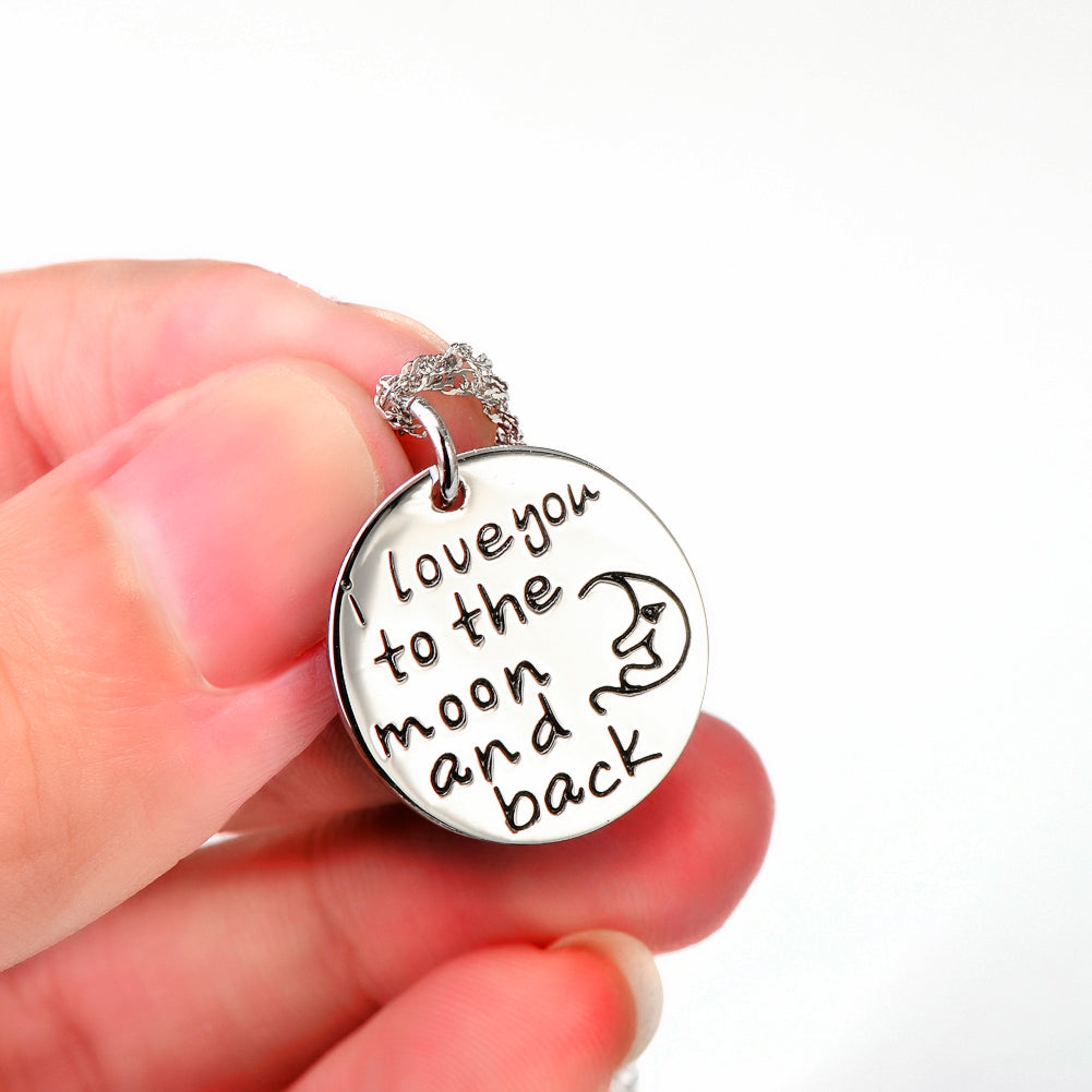 Sterling Silver Necklace with "I love you to the moon and back" Pendant