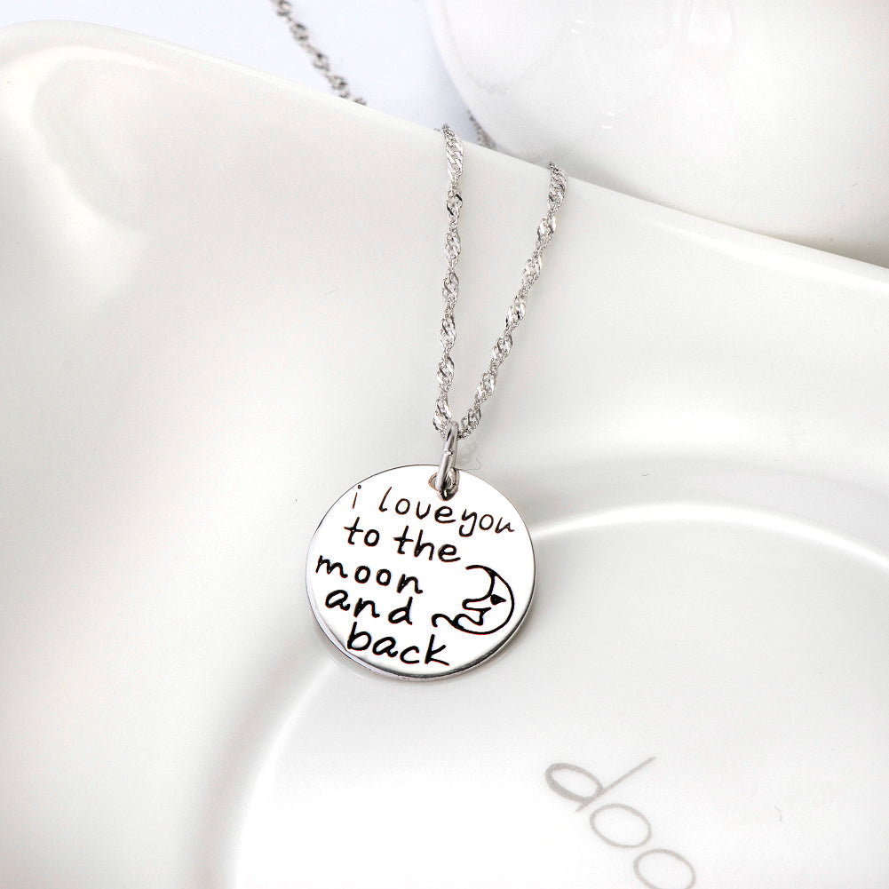 Sterling Silver Necklace with "I love you to the moon and back" Pendant
