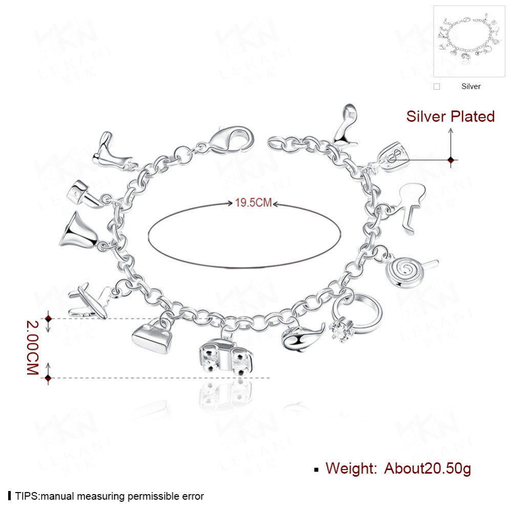 Silver Bracelet with Assorted Charms