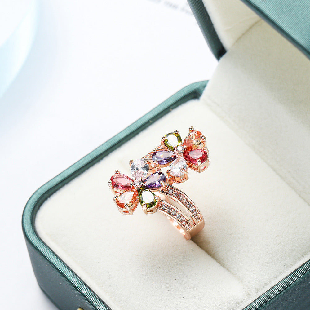 Multicolor Women's Zircon Ring