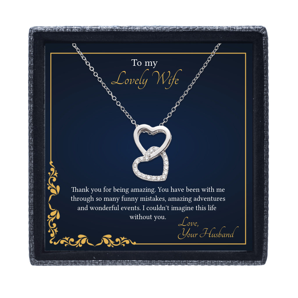 Two Lovers - Interlocked Hearts Necklace To My Wife