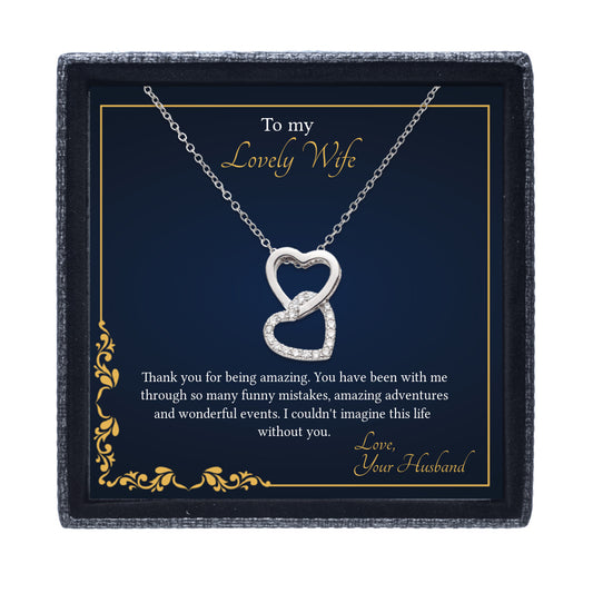 Two Lovers - Interlocked Hearts Necklace To My Wife