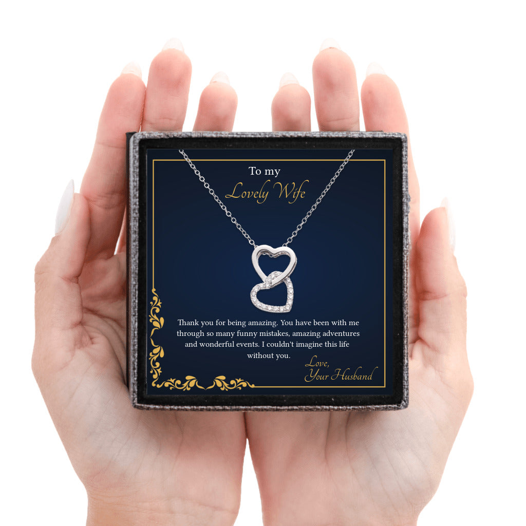 Two Lovers - Interlocked Hearts Necklace To My Wife