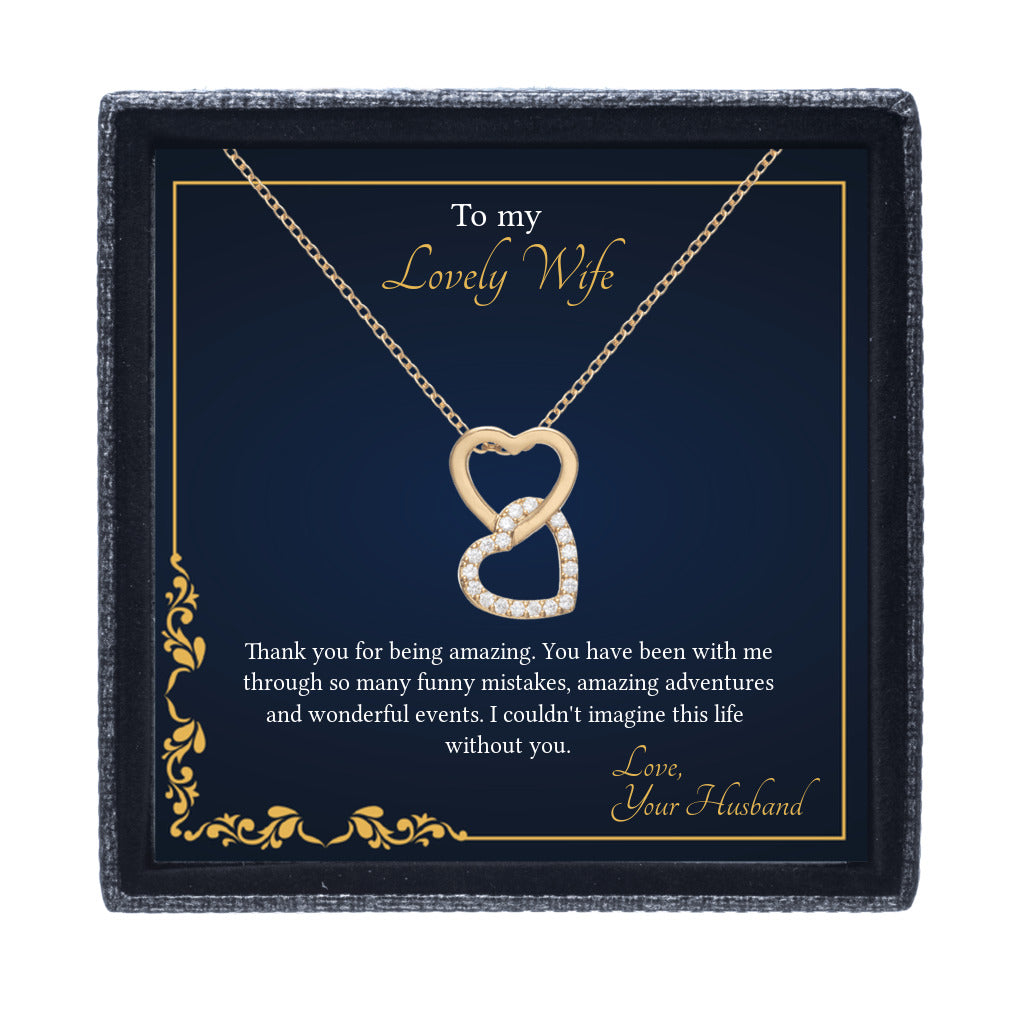 Two Lovers - Interlocked Hearts Necklace To My Wife