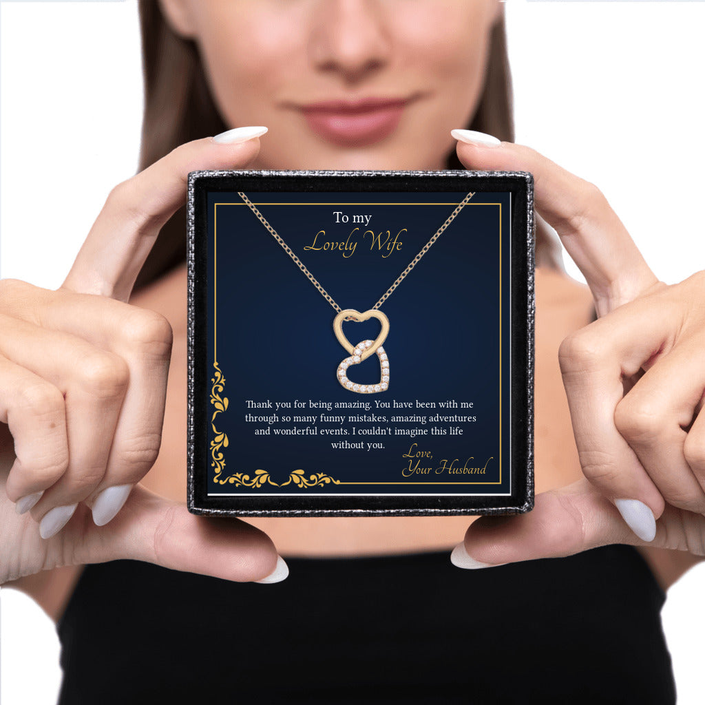 Two Lovers - Interlocked Hearts Necklace To My Wife