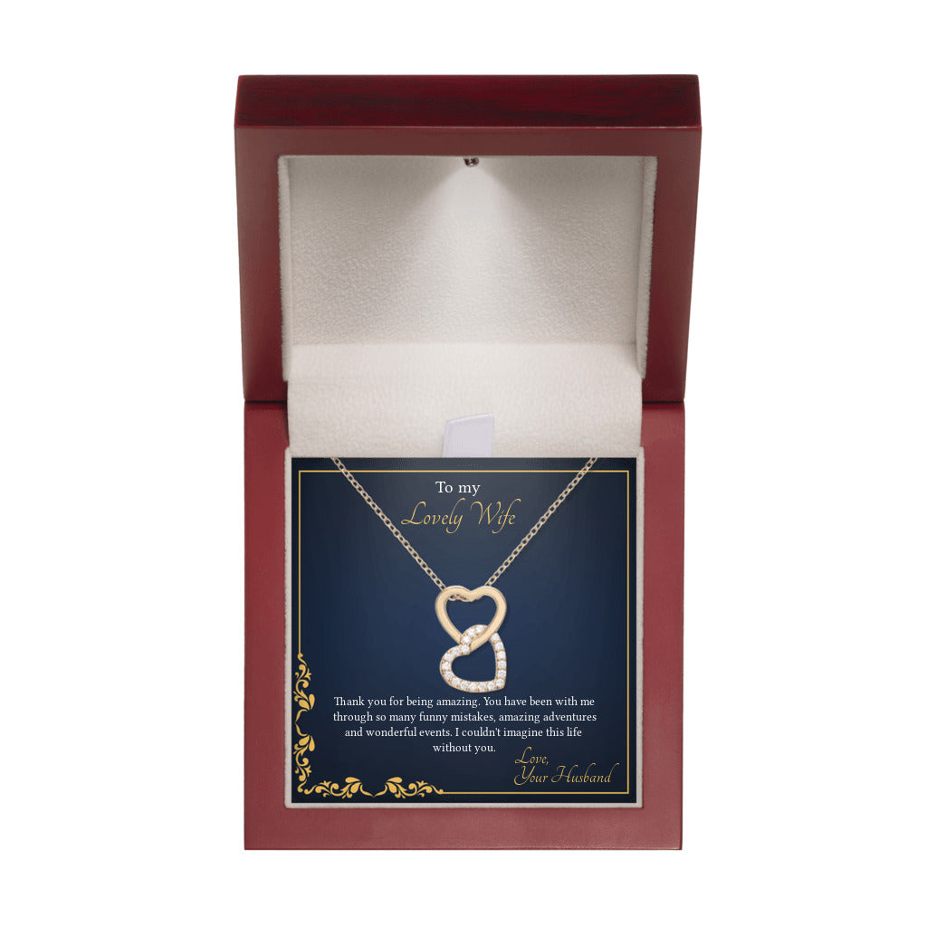 Two Lovers - Interlocked Hearts Necklace To My Wife