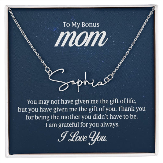 Signature Name Necklace For Bonus Mom