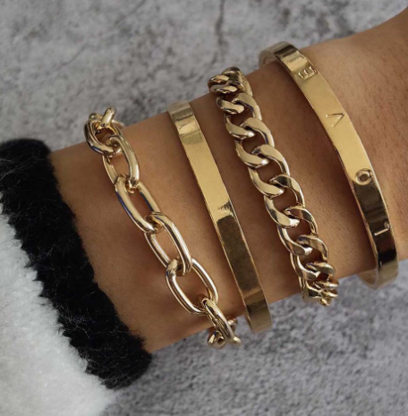 Sleek C-Shaped Bracelet Set