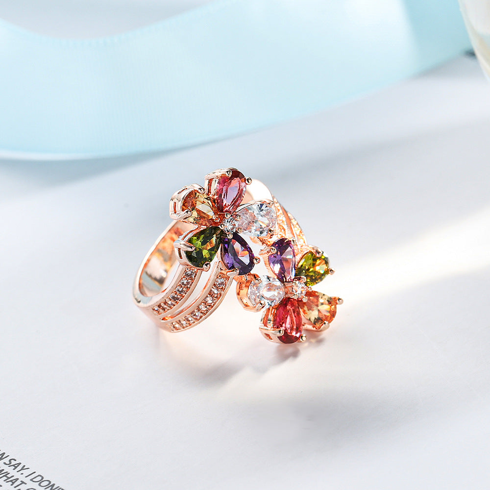 Multicolor Women's Zircon Ring