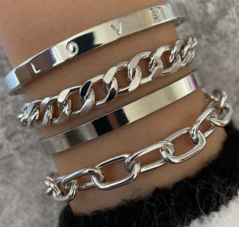 Sleek C-Shaped Bracelet Set