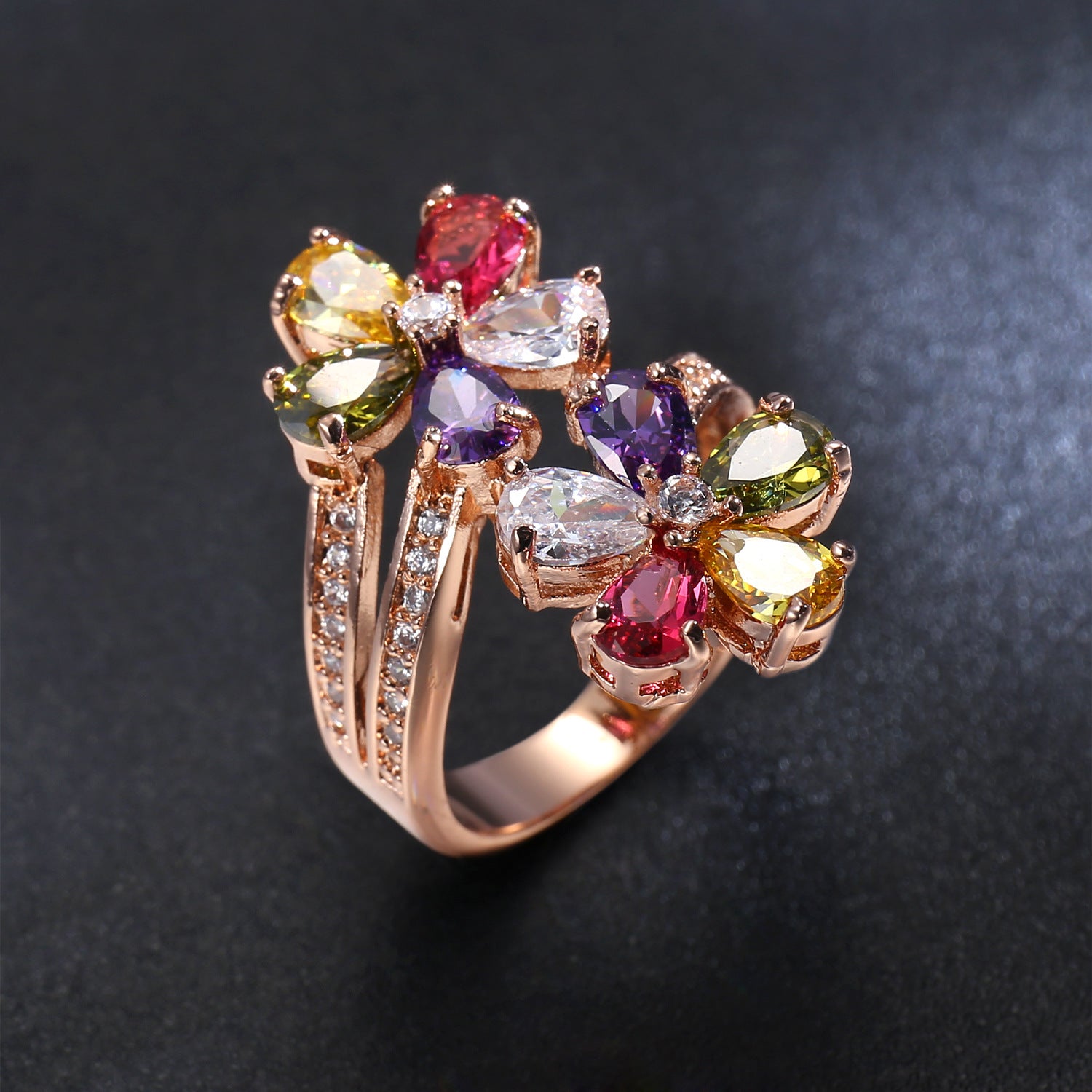 Multicolor Women's Zircon Ring