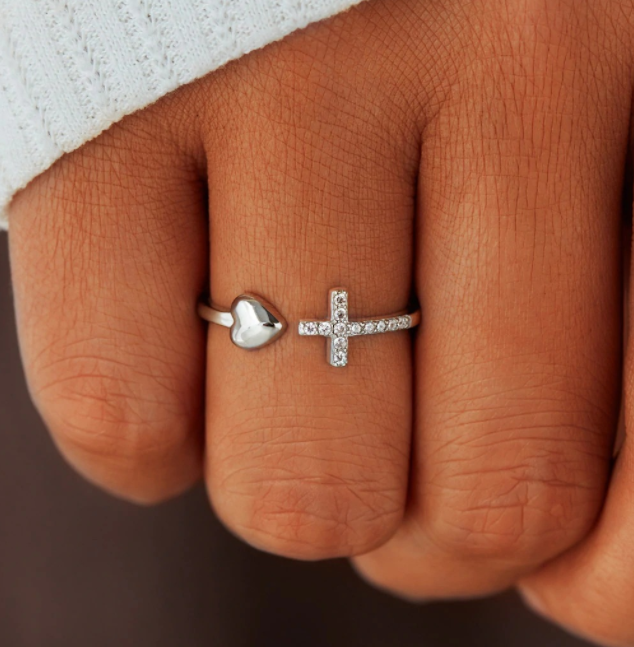 Cross Ring With Heart