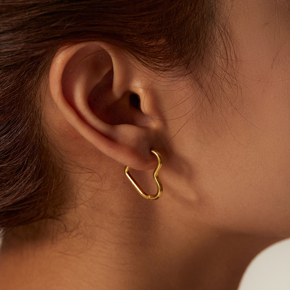 Gold Heart Hoop Earrings