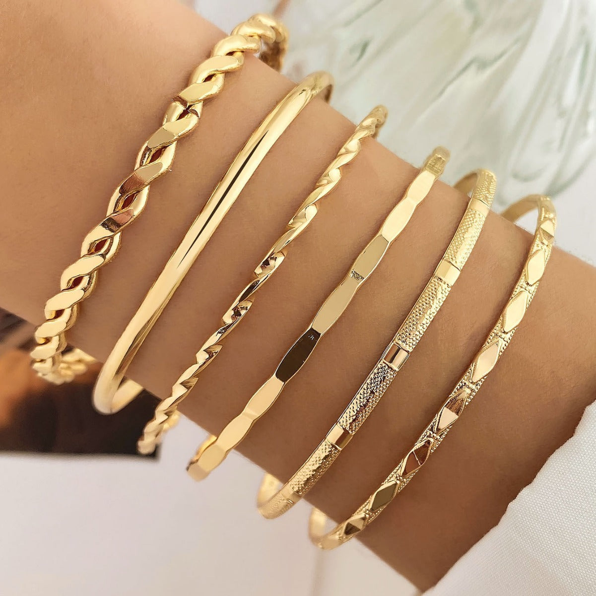 Golden Aura Bangle Bracelet Set