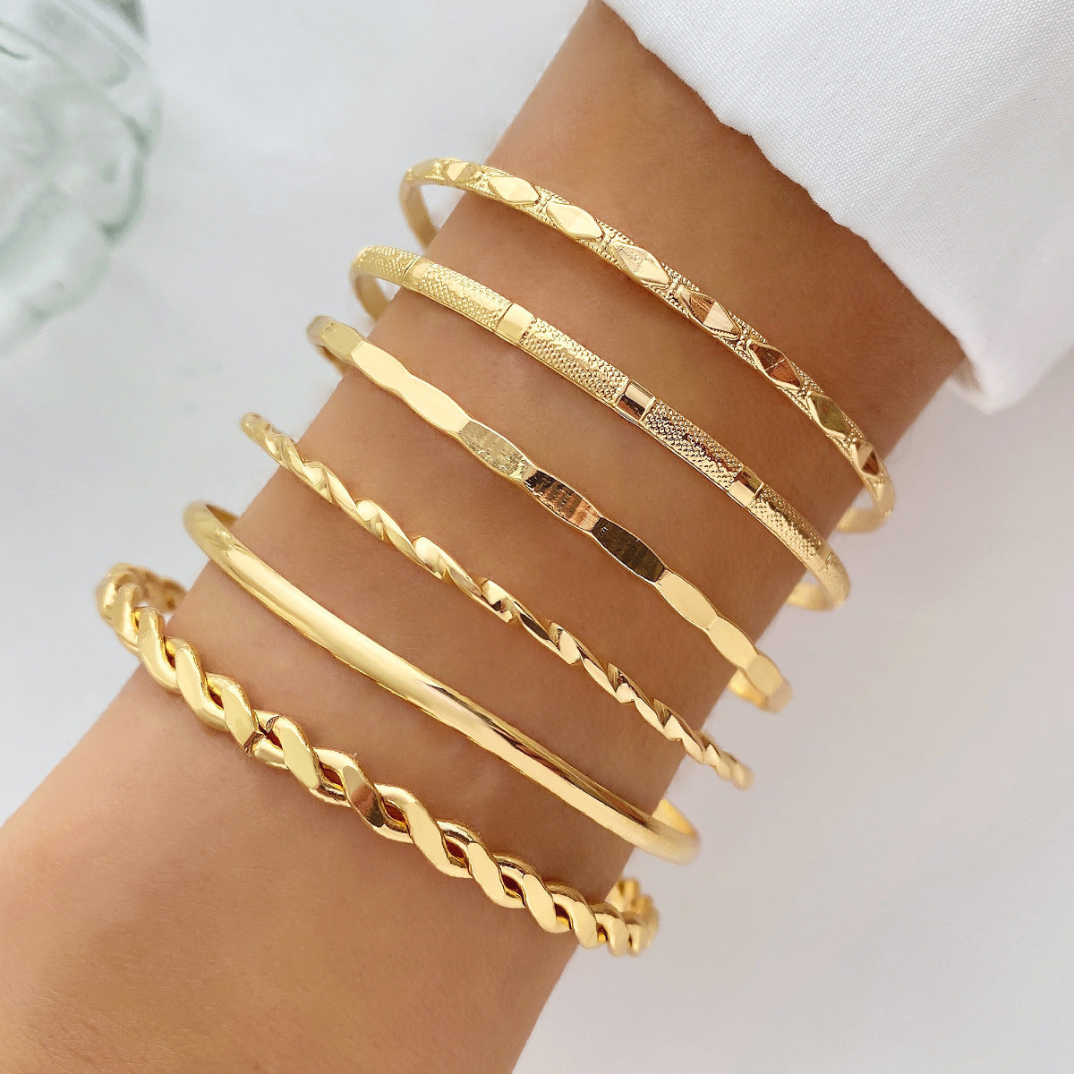 Golden Aura Bangle Bracelet Set