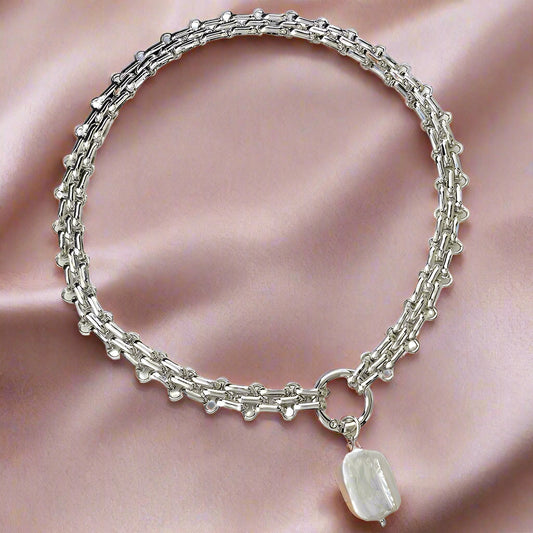 Natural Freshwater Square Pearl Pendant Necklace