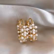 Pearl and Zircon Hoop Earrings