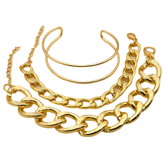 3 Piece Chunky Chain Bracelet Set