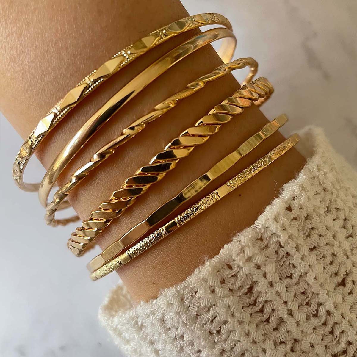 Golden Aura Bangle Bracelet Set