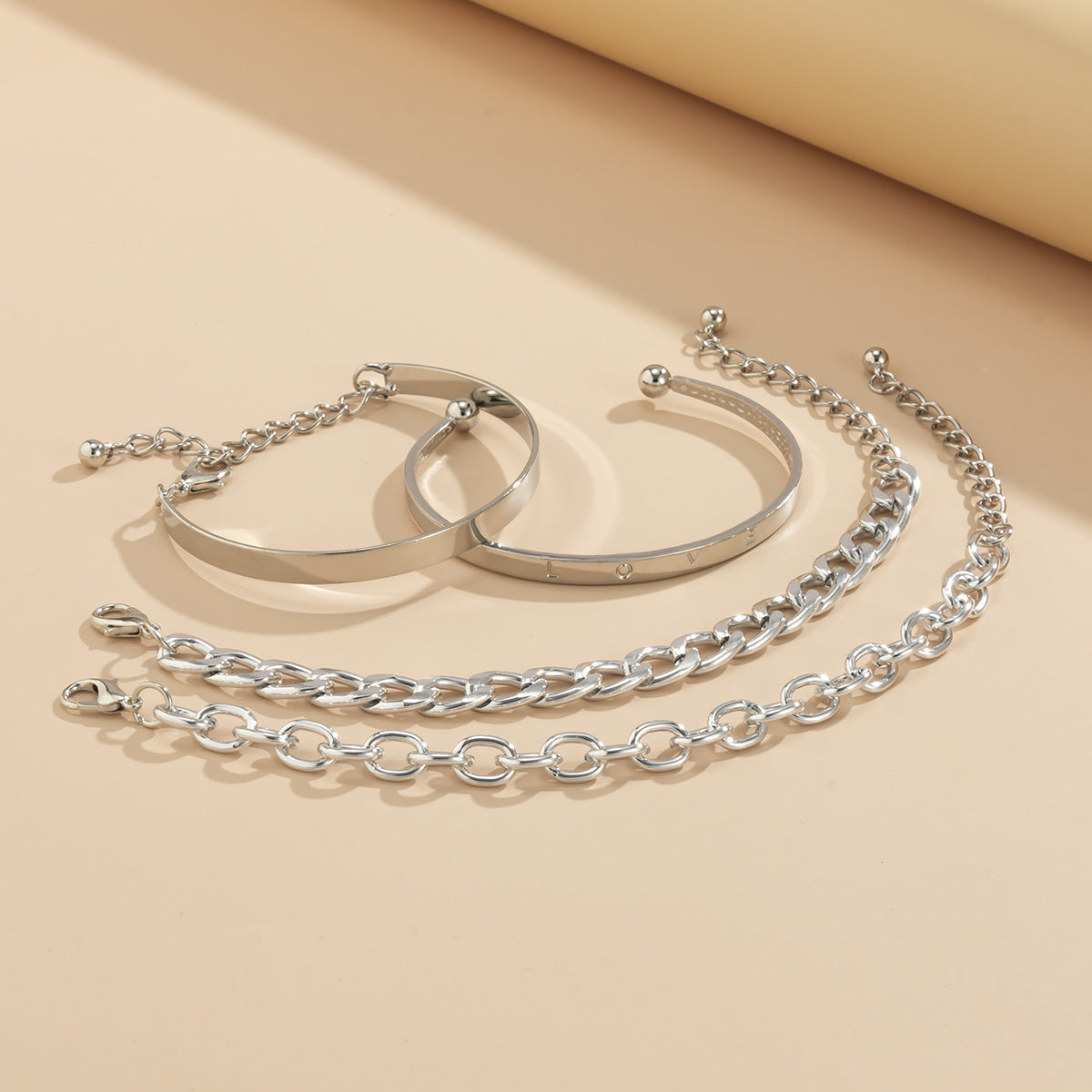 Sleek C-Shaped Bracelet Set