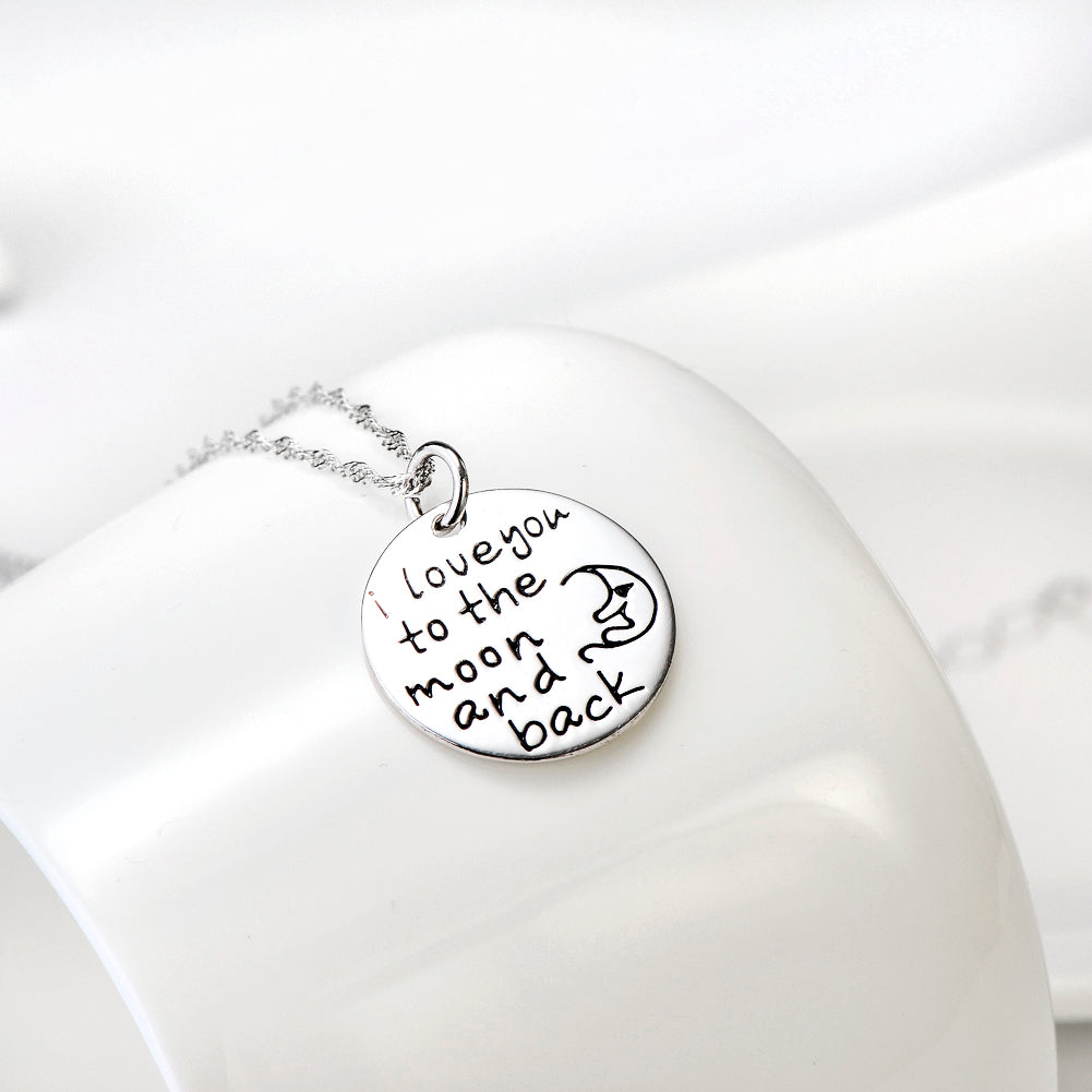 Sterling Silver Necklace with "I love you to the moon and back" Pendant